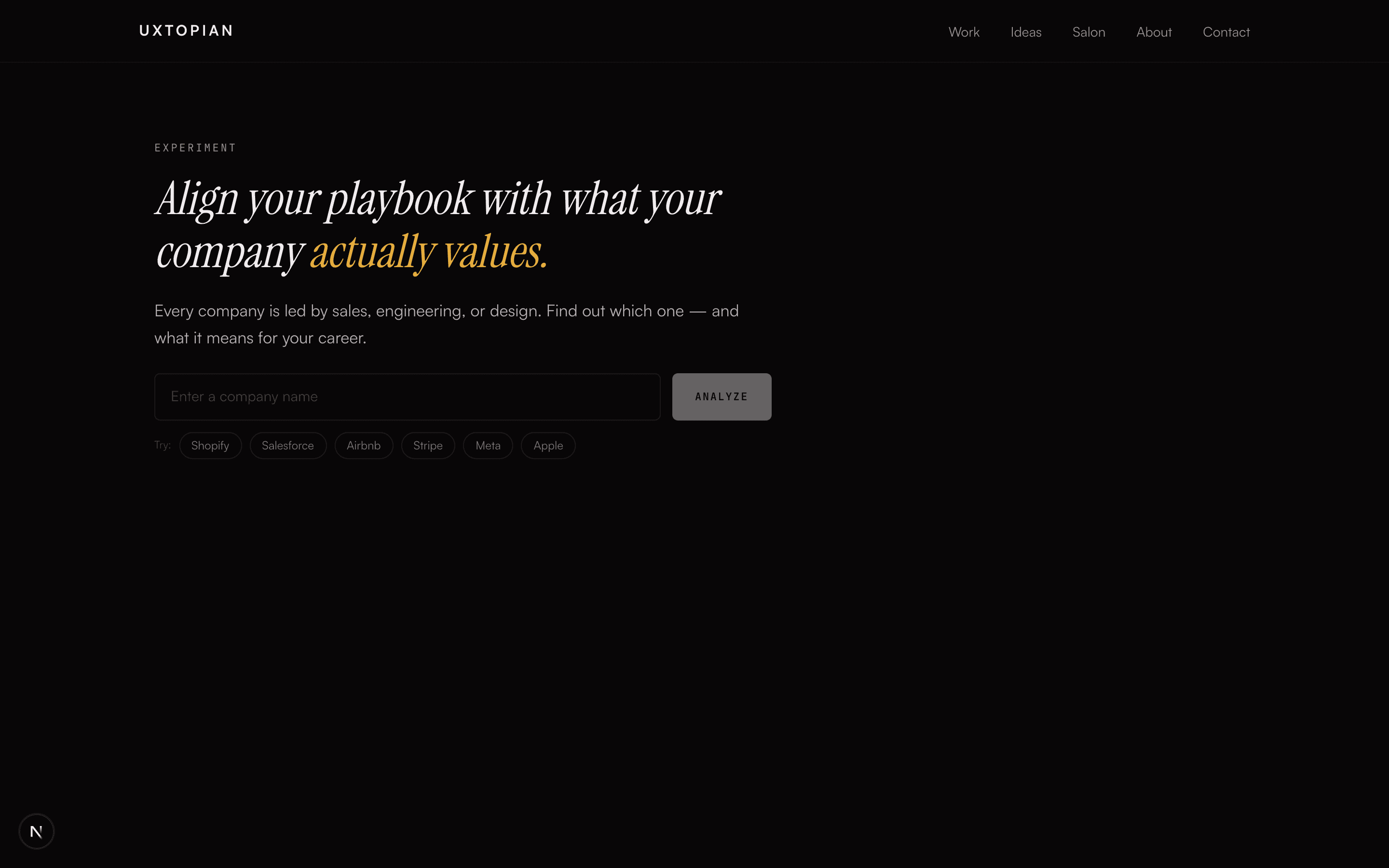 Career Decoder input interface with company search and example companies